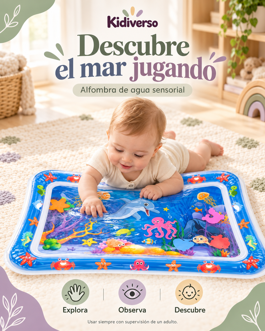 Alfombra de agua inflable sensorial Acuario🐠✨